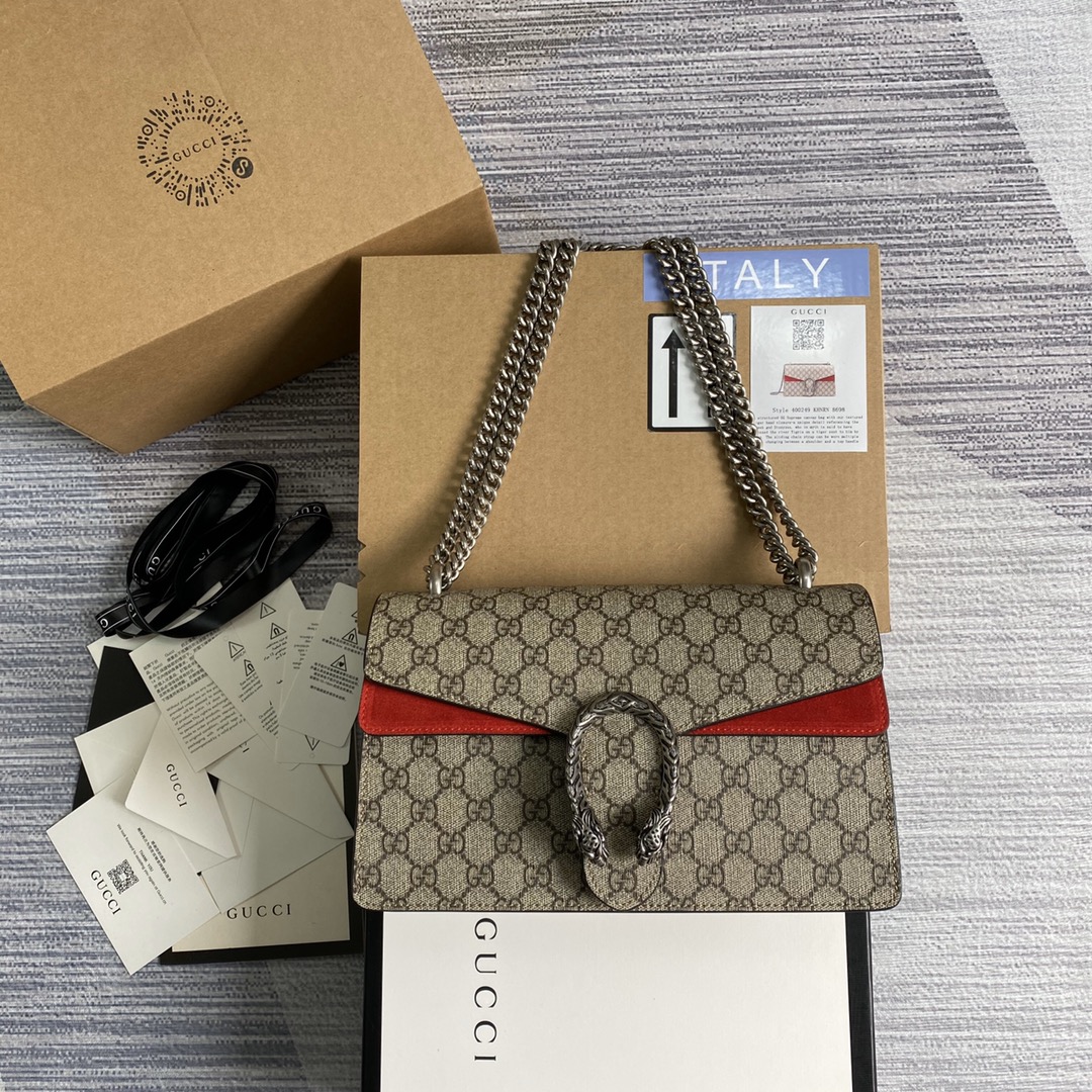 Gucci Dionysus Small GG Supreme Shoulder Bag 400249 Red